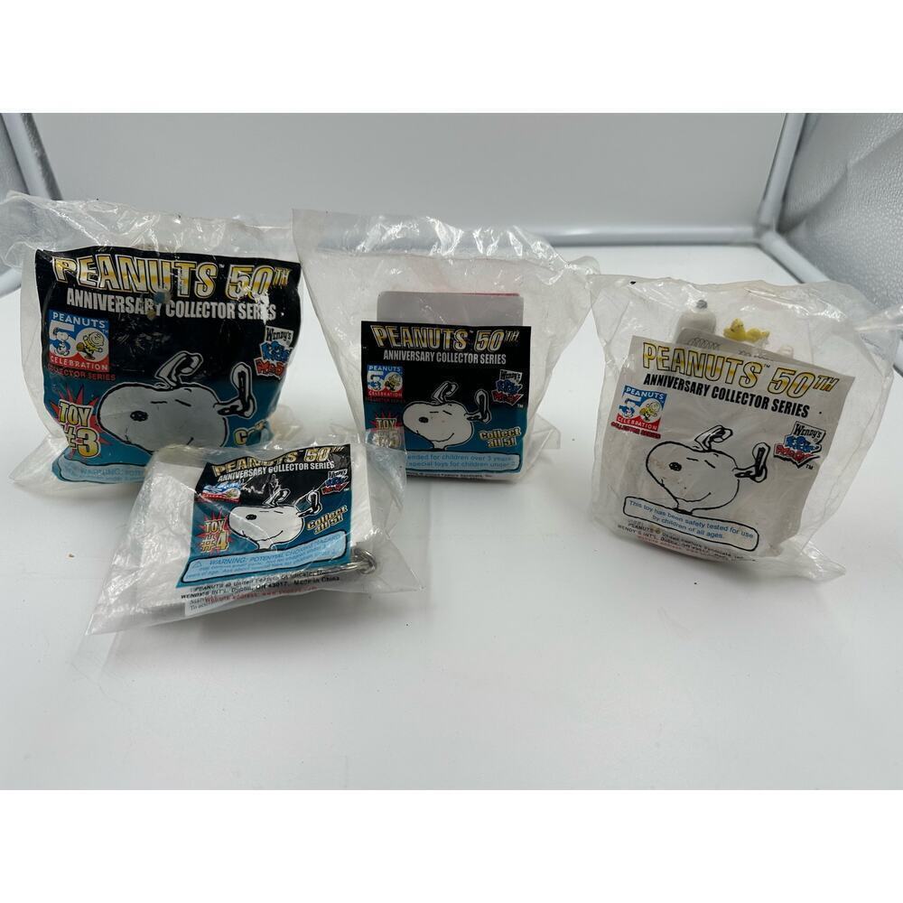 VTG Lot of 4 Wendy’s Peanuts 50th Anniversary Collector Series Toy #3, 4 & 5